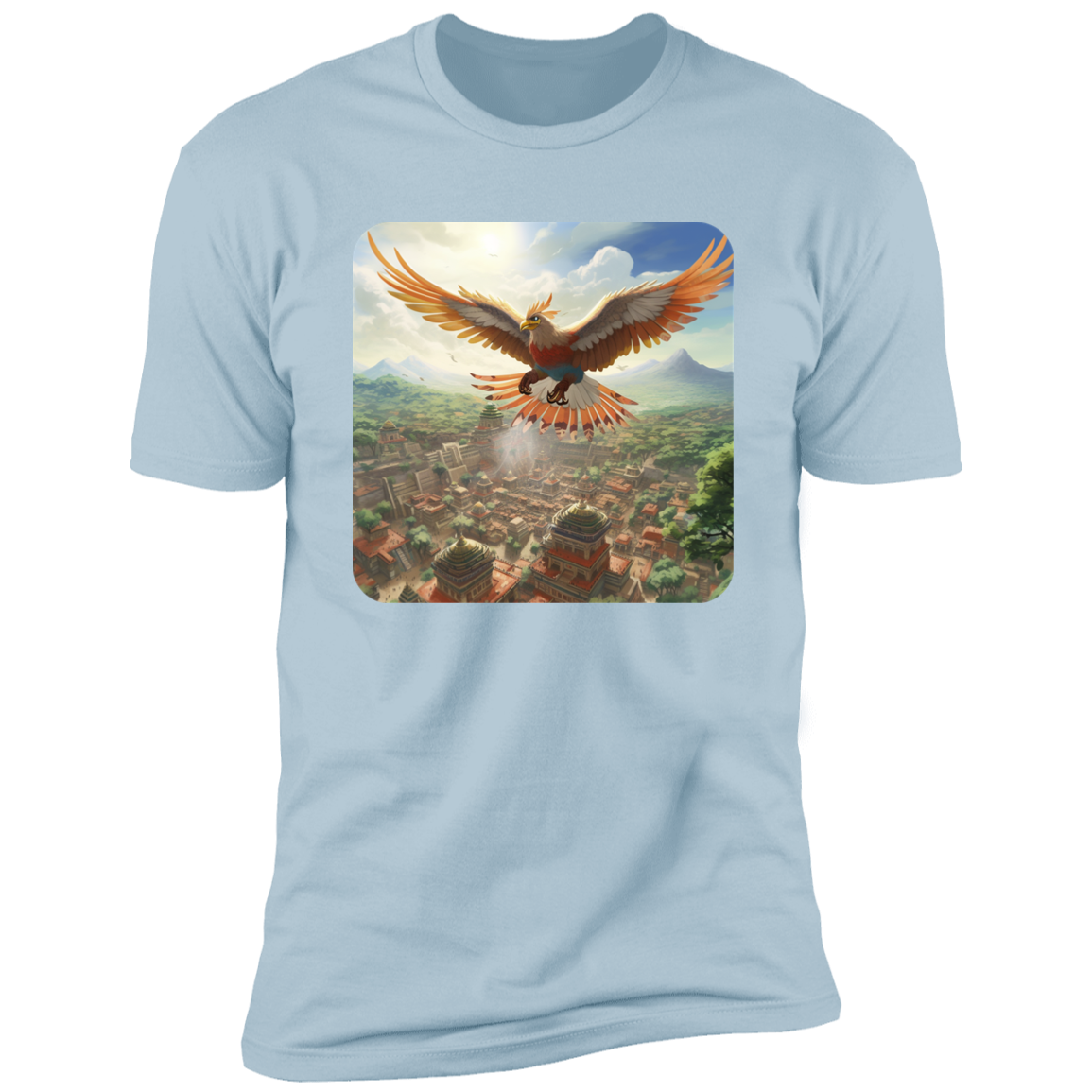 Sacred Bird Flying Over Aztec City