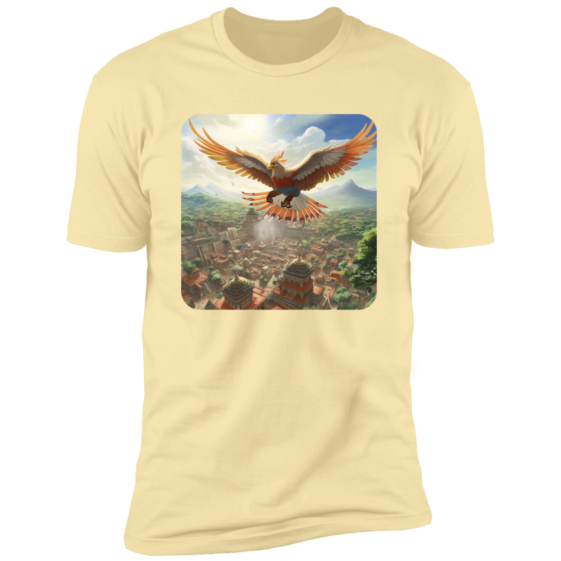 Sacred Bird Flying Over Aztec City