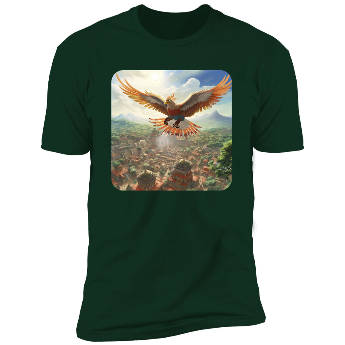 Sacred Bird Flying Over Aztec City