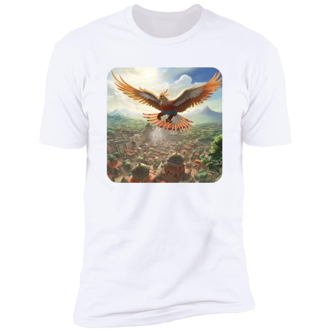 Sacred Bird Flying Over Aztec City