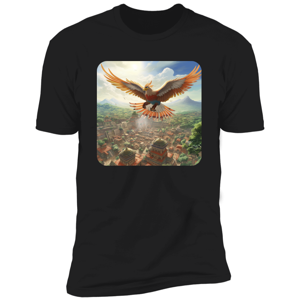 Sacred Bird Flying Over Aztec City