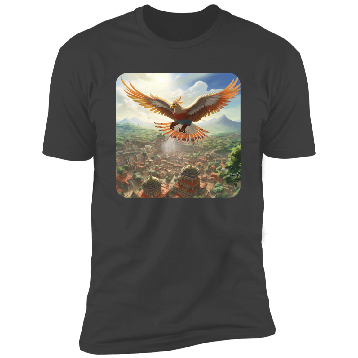 Sacred Bird Flying Over Aztec City