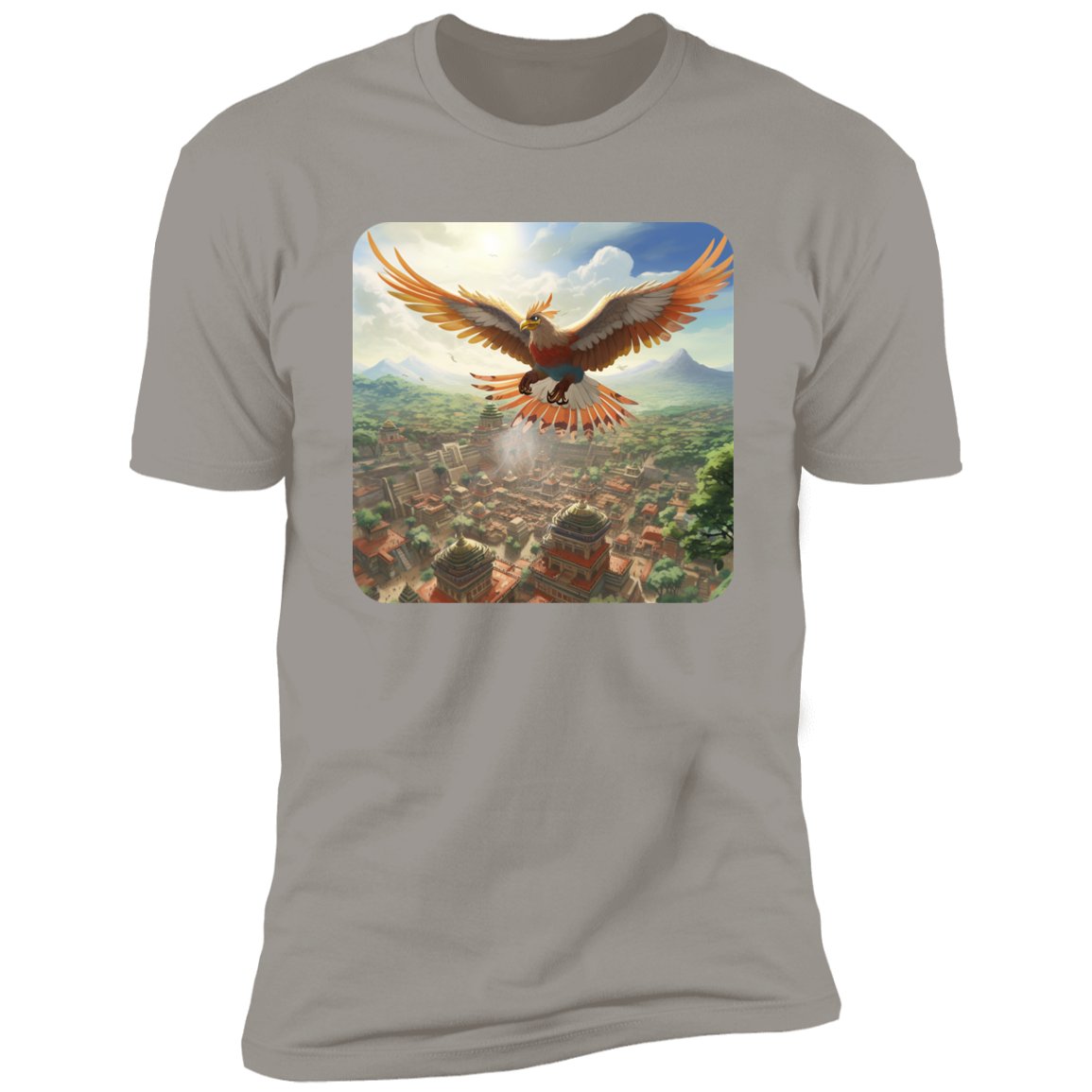 Sacred Bird Flying Over Aztec City