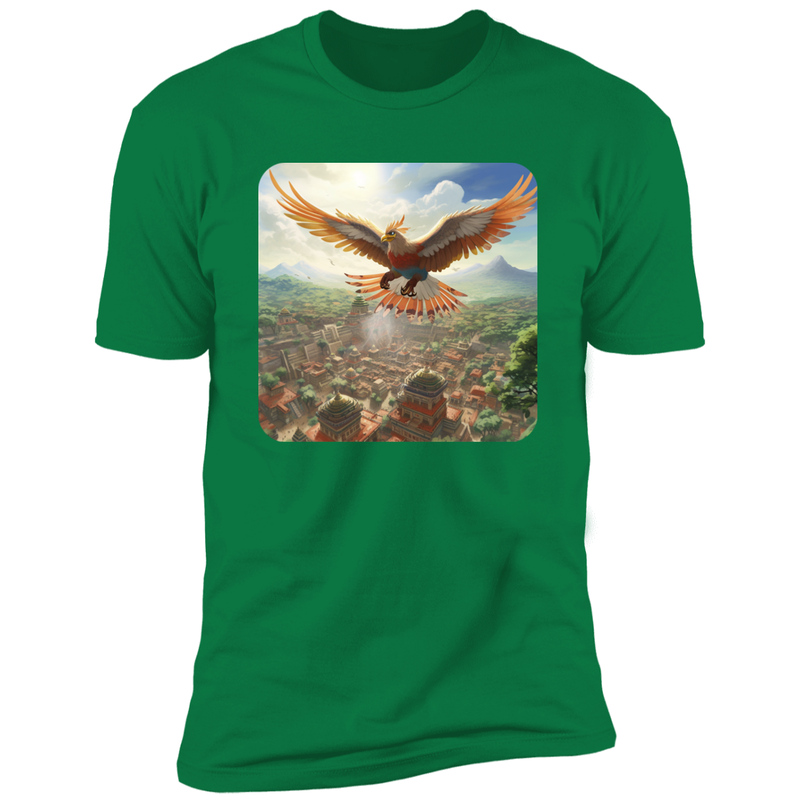 Sacred Bird Flying Over Aztec City