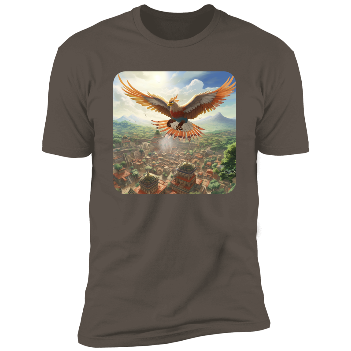 Sacred Bird Flying Over Aztec City