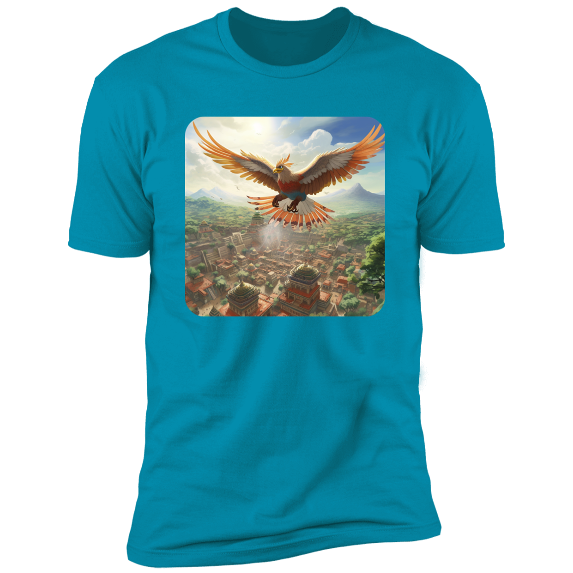 Sacred Bird Flying Over Aztec City