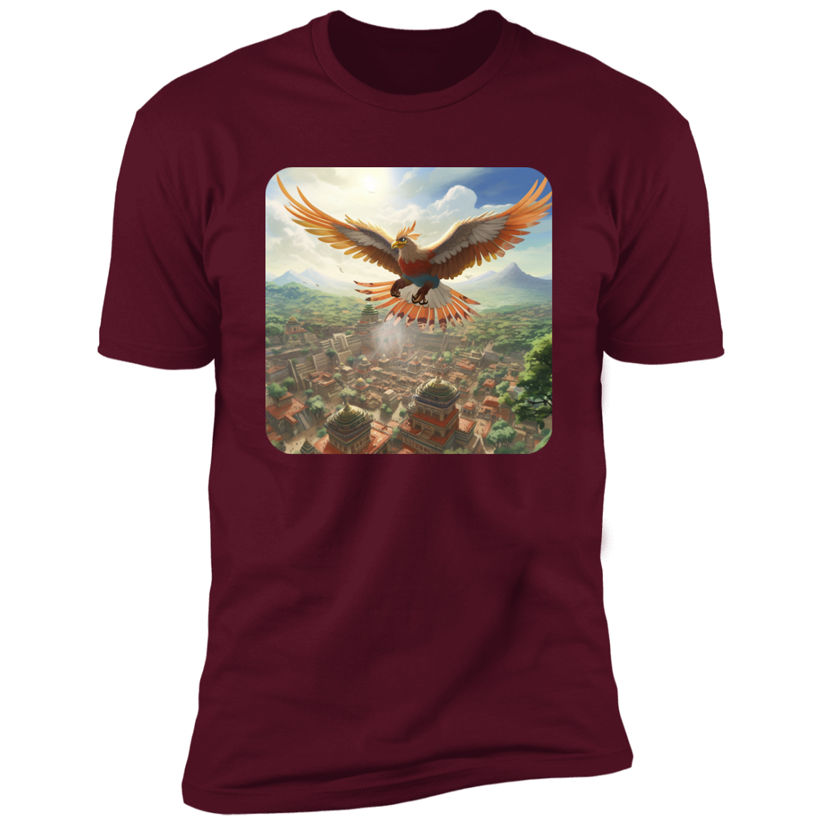 Sacred Bird Flying Over Aztec City