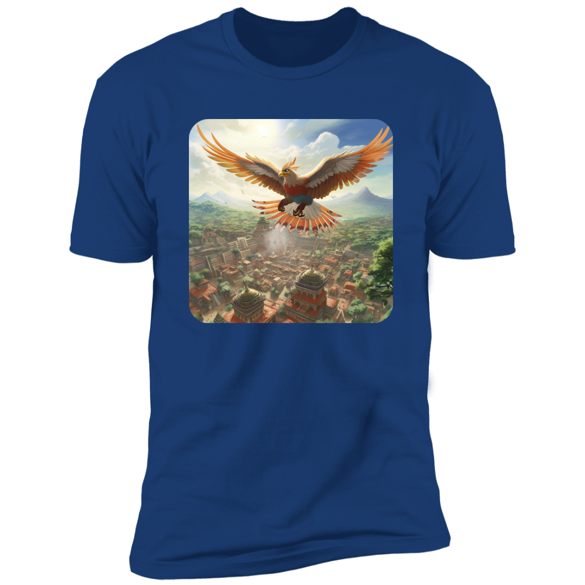 Sacred Bird Flying Over Aztec City