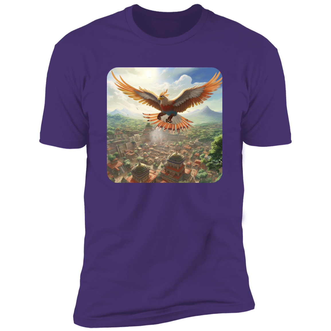 Sacred Bird Flying Over Aztec City