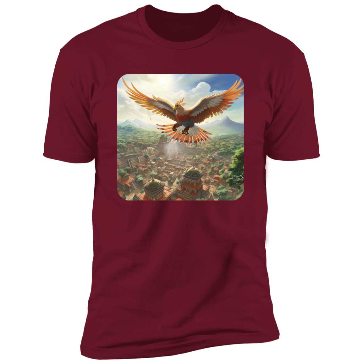 Sacred Bird Flying Over Aztec City